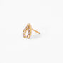 18k Gold Plated One Crystal Wishbone Stud Earring,