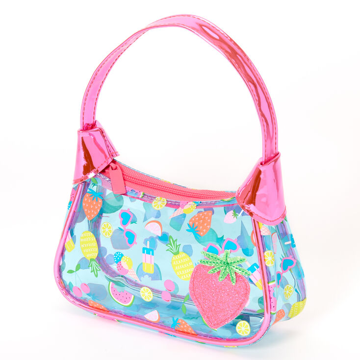 Claire&#39;s Club Tropical Summer Icon Transparent Handbag,