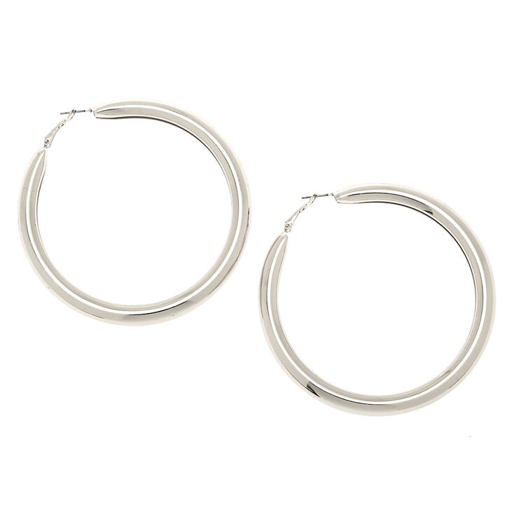 Silver 80MM Tube Hoop Earrings,