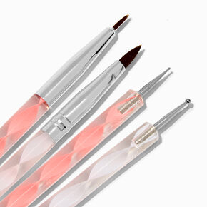 Ensemble d&rsquo;outils nail art transparents et roses - Lot de 5,