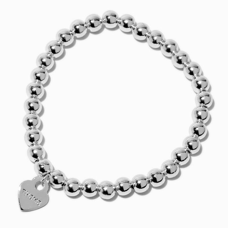 T H E M E x Claire&#39;s Silver-tone Shot Bead Stretch Bracelet,