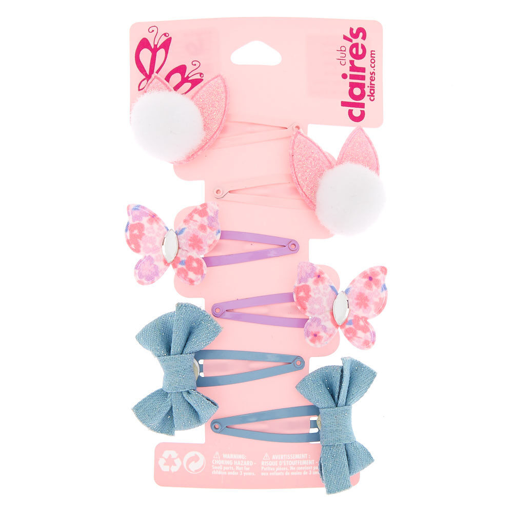Claire s Club 3D Bunny Snap Hair Clips 6 Pack