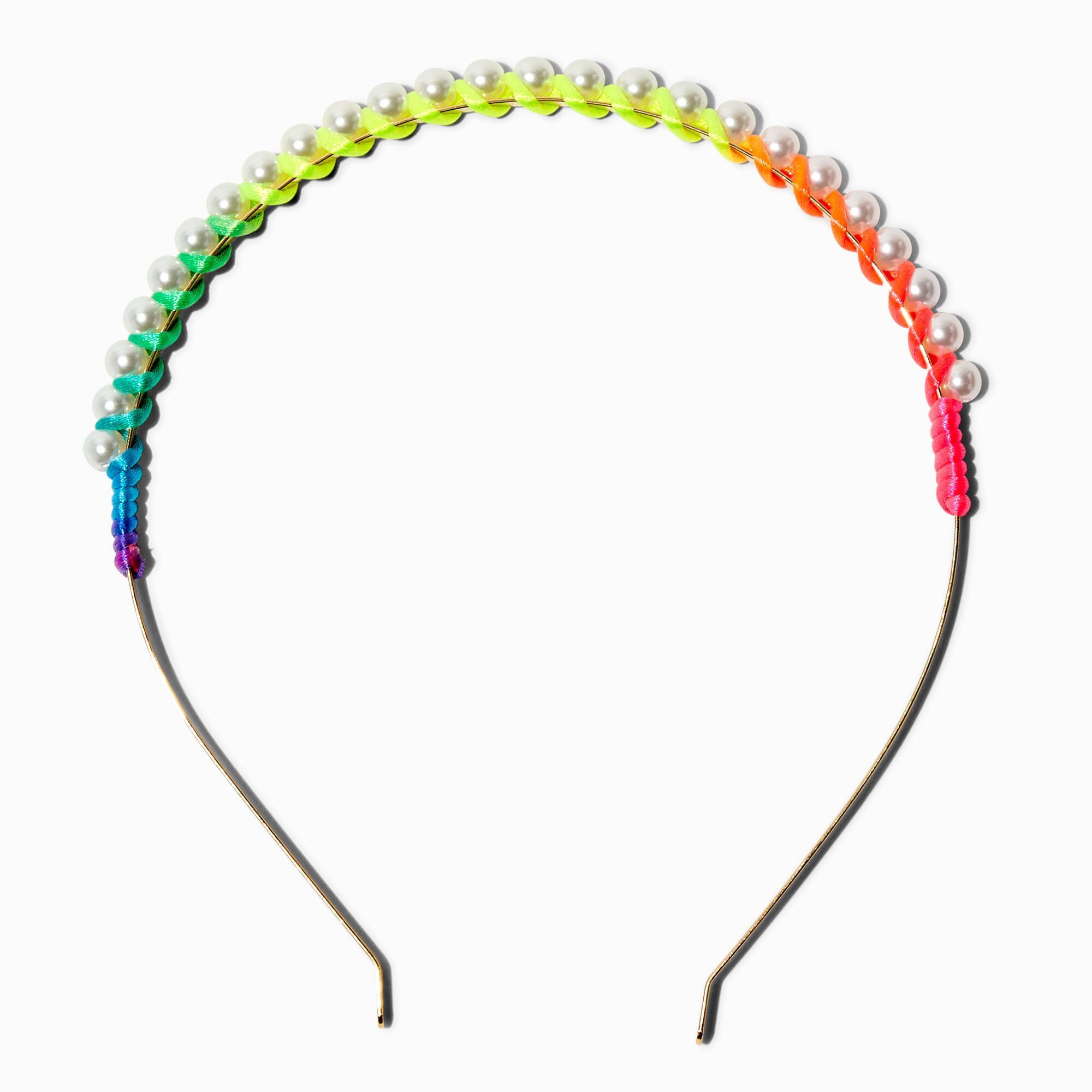 View Claires Rainbow Pearl Headband White information