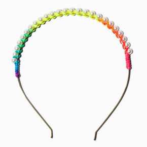 Rainbow White Pearl Headband,