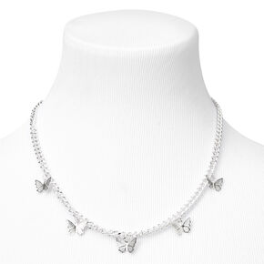 Silver Butterfly Charm Chain Necklace,