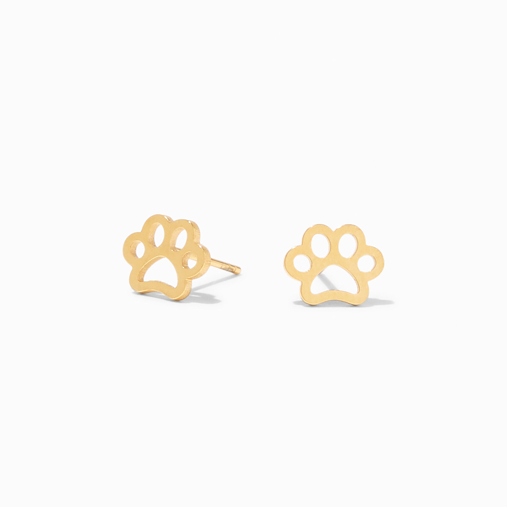 View Claires Titanium Paw Print Stud Earrings Gold information