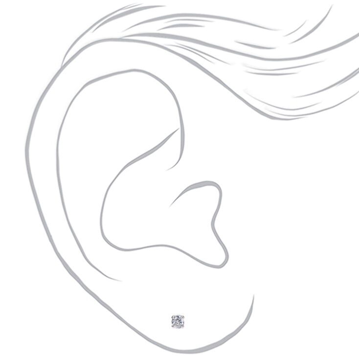 C LUXE by Claire&#39;s Sterling Silver Cubic Zirconia 3mm Round Stud Earrings,