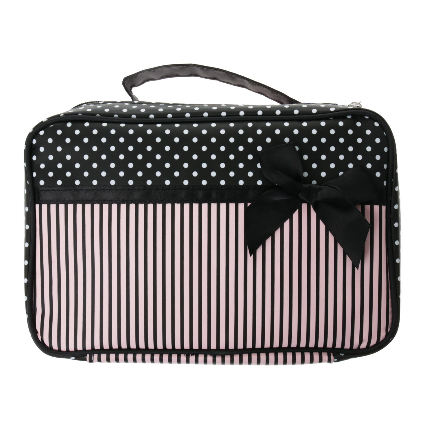 polka dot stripe divider cosmetic bag polka dot and stripe