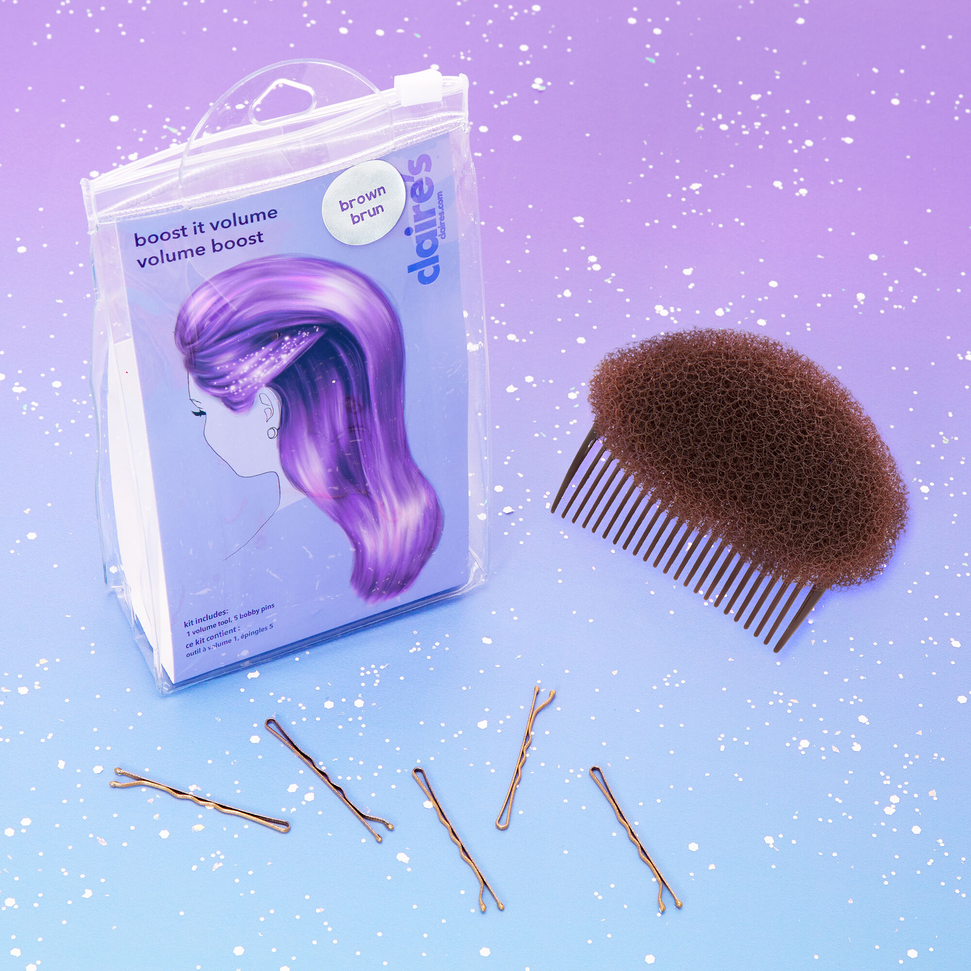 Boost It Volume Hair Tools Kit - Brown | Claire's