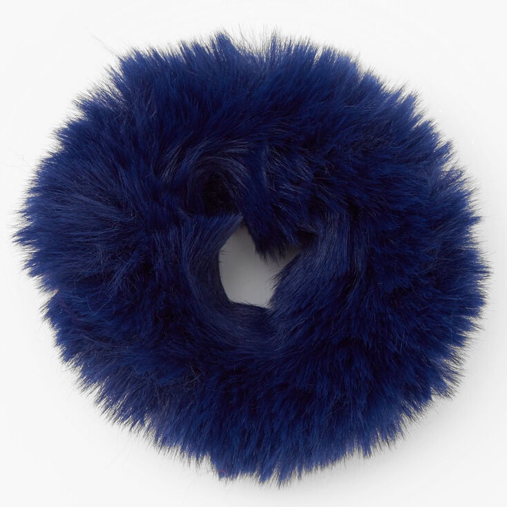 Medium Furry Hair Scrunchie - Navy,
