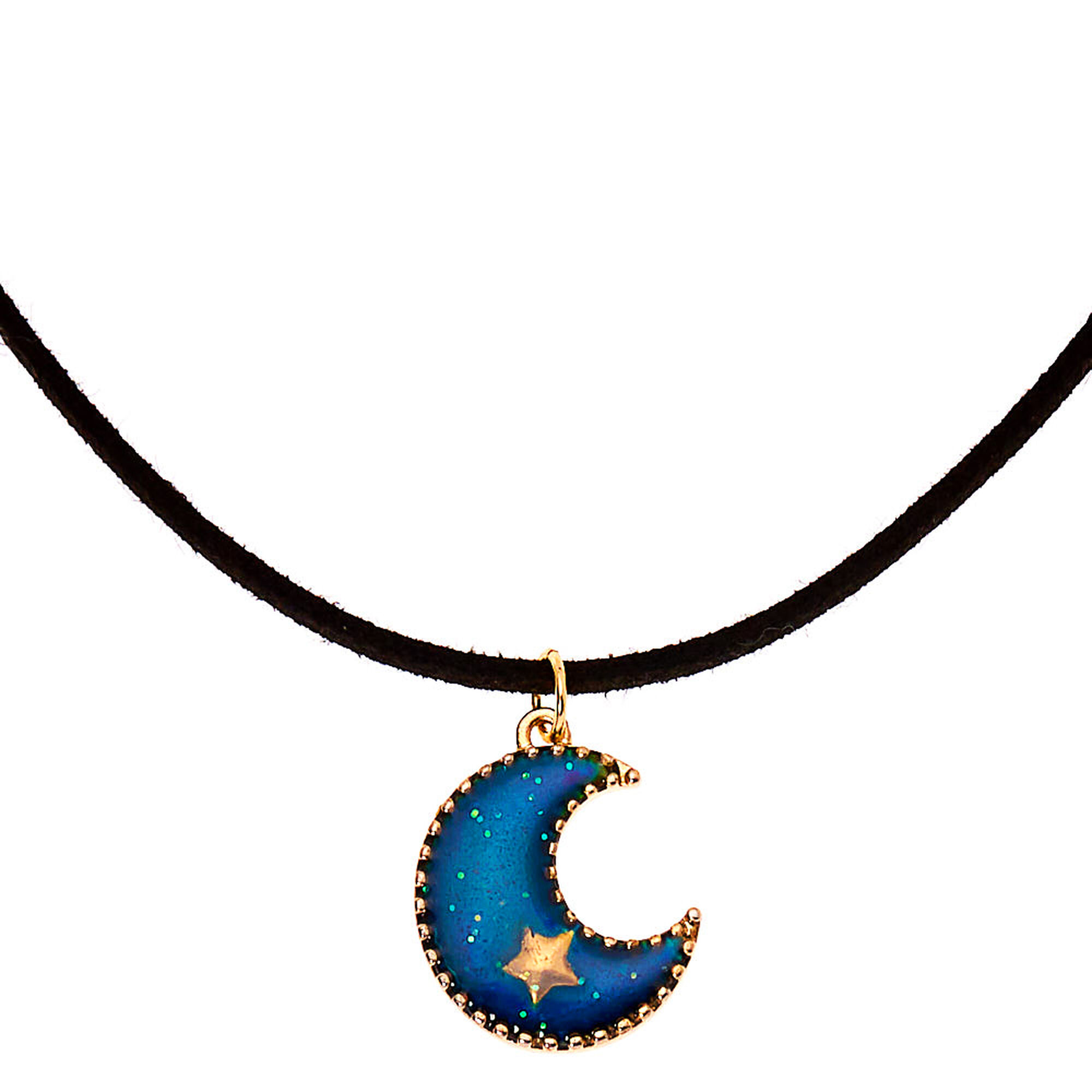 View Claires Crescent Moon Mood Pendant Necklace Gold information