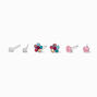 Clous d&#39;oreilles fleurs violets couleur argent&eacute;e C LUXE by Claire&#39;s - Lot de 3,