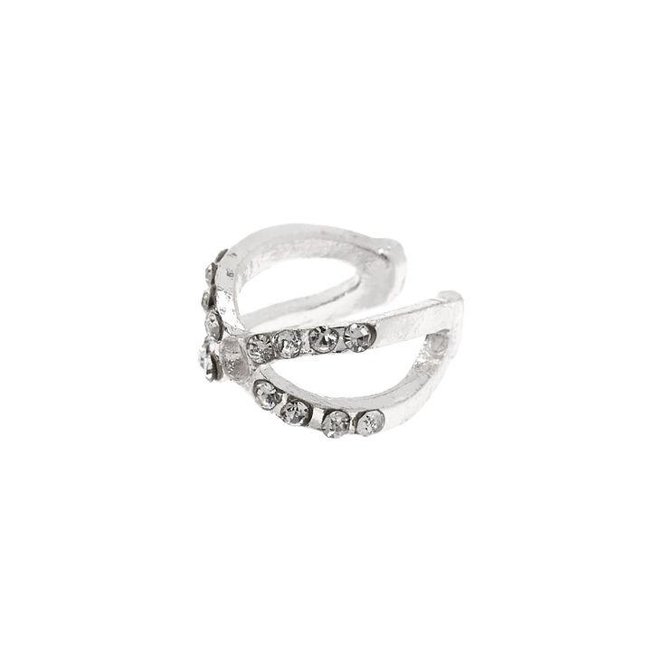 Silver Criss-Cross Embellished Ear Cuff,
