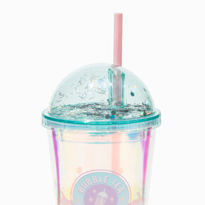 Pink Boba Tea Design Lidded Tumbler,