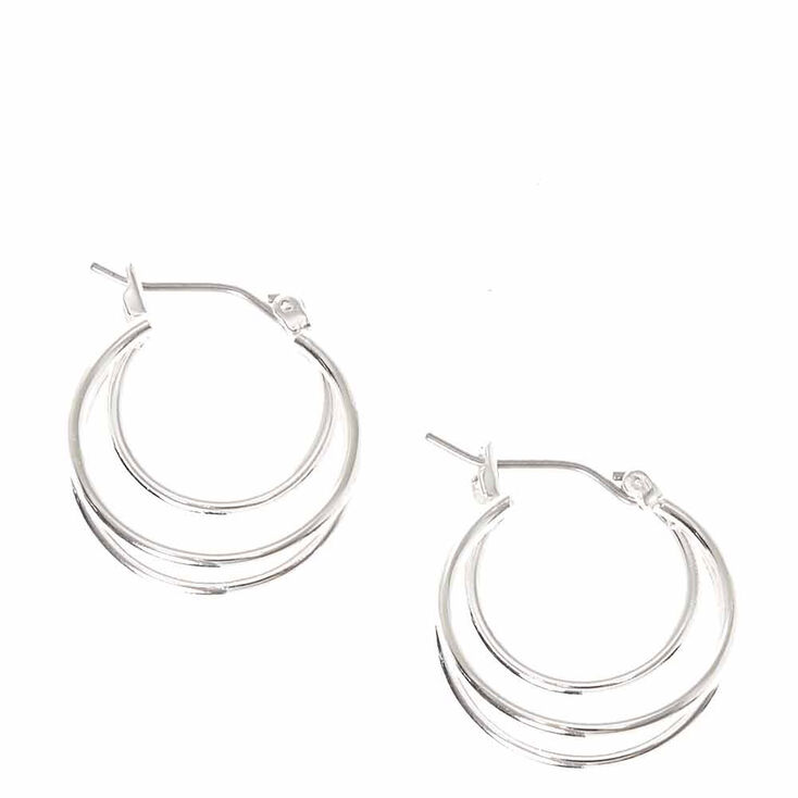 Silver-tone 20mm Triple Hoop Earrings,