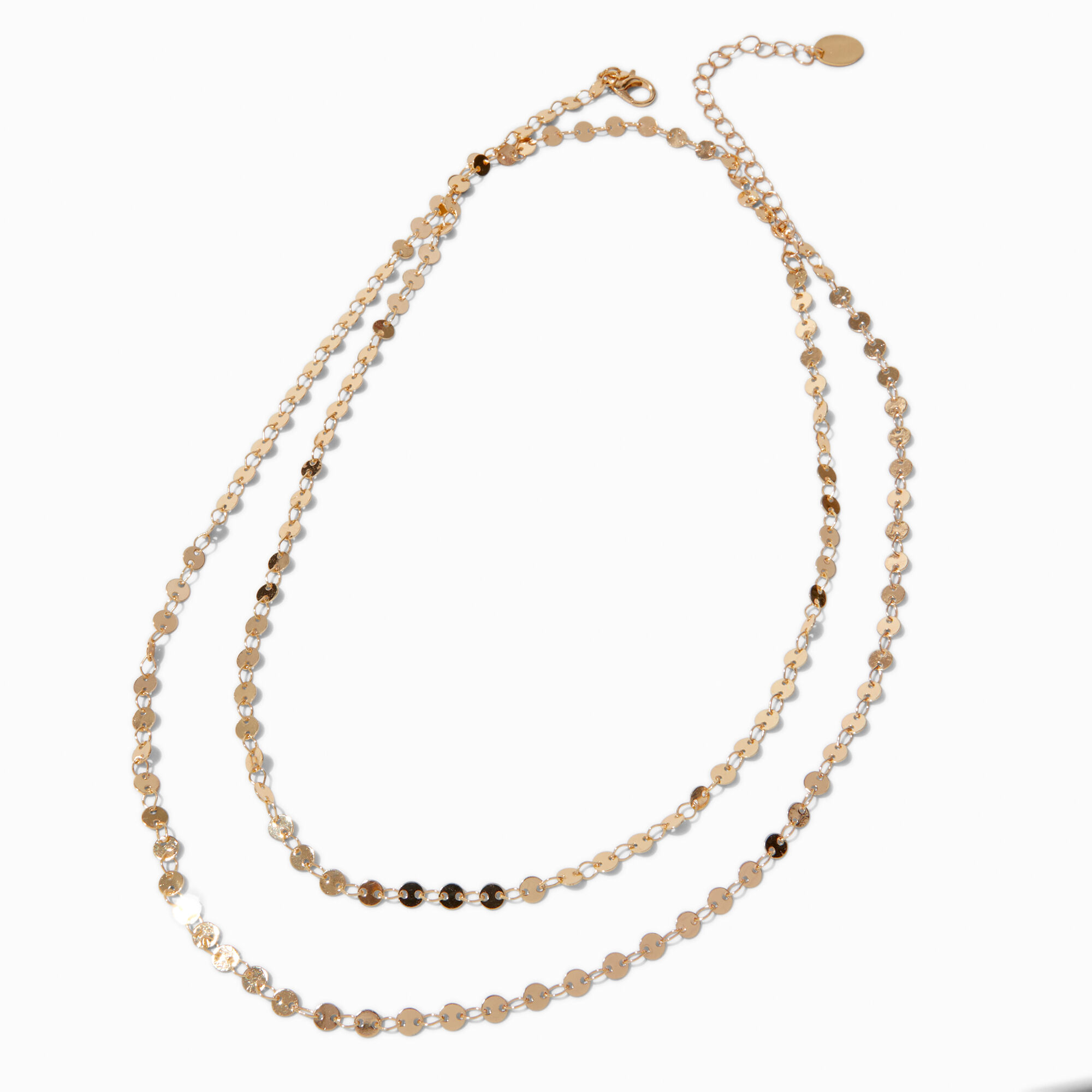 Gold-tone Linked Coin Rope Multi-Strand Necklace,