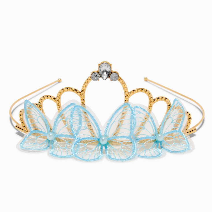 Diad&egrave;me couleur dor&eacute;e papillon bleu Claire&#39;s Club,