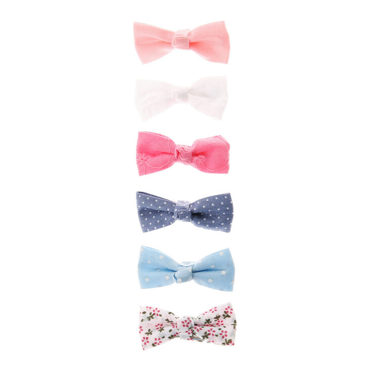 Claire&#39;s Club Pastel Hair Bow Clips - 6 Pack,