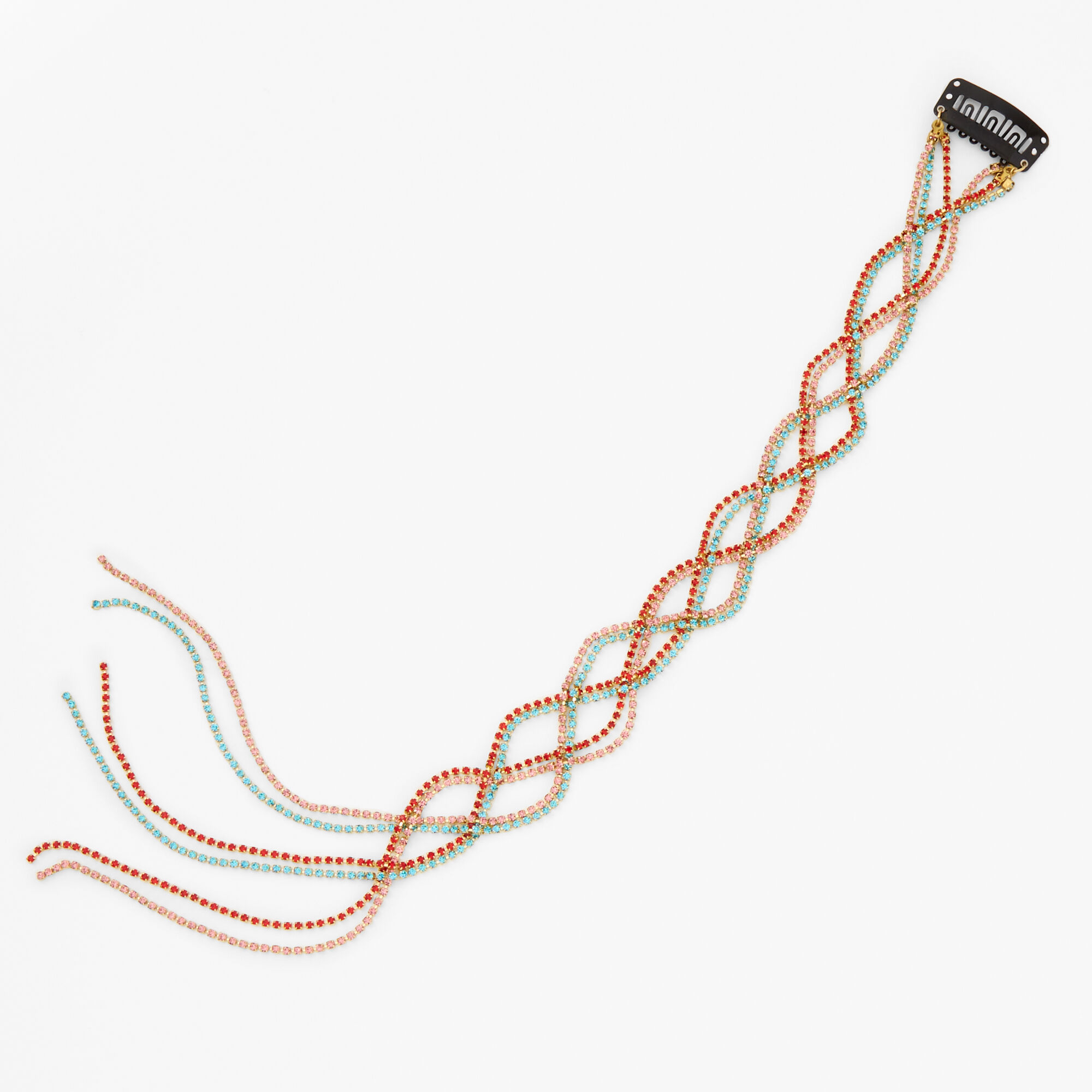 Bijoux de cheveux à clip avec strass arc-en-ciel,