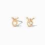 Gold Zodiac Stud Earrings - Taurus,