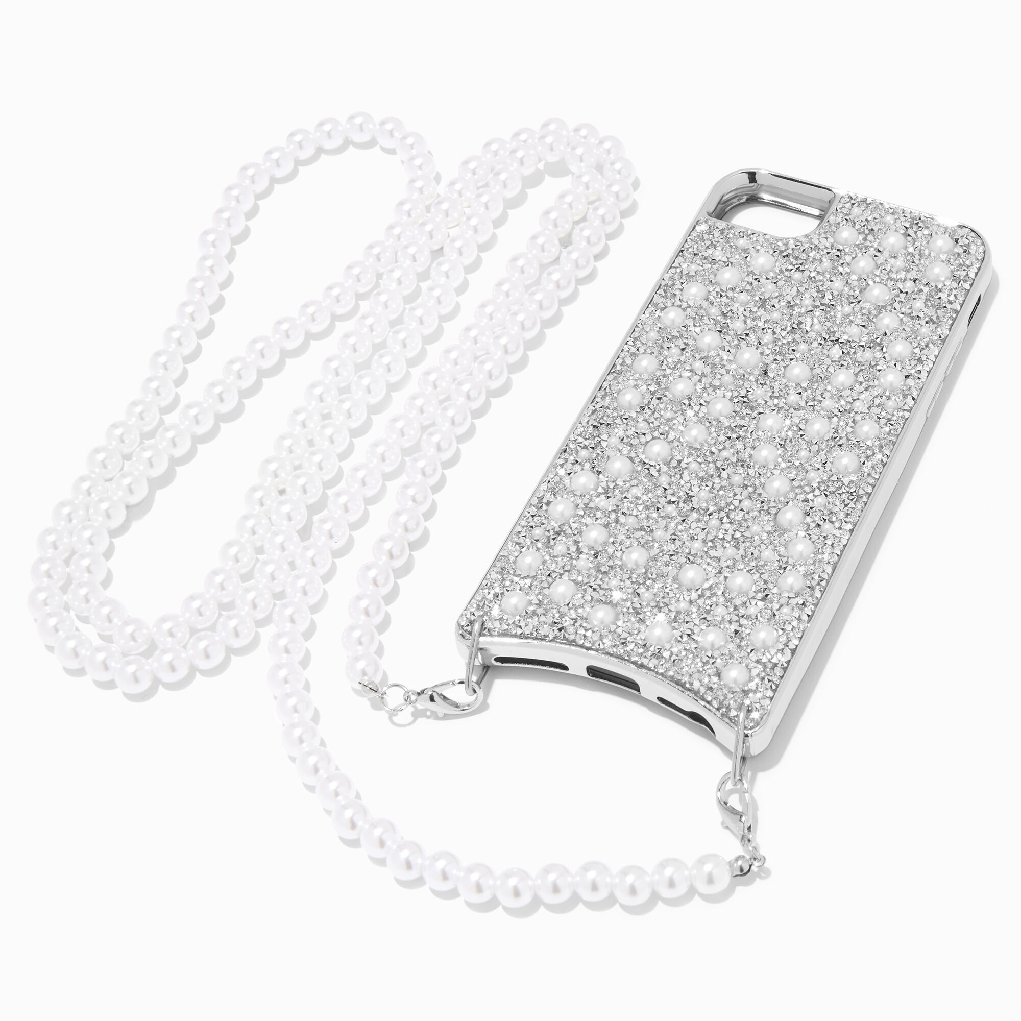 View Claires Pearl Crystal Phone Case With Strap Fits Iphone 678se information