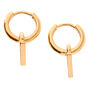 Gold 10MM Initial Huggie Hoop Earrings - V,