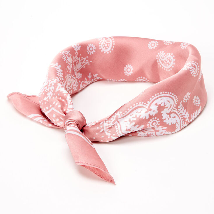 Paisley Silky Bandana Headwrap - Pink,