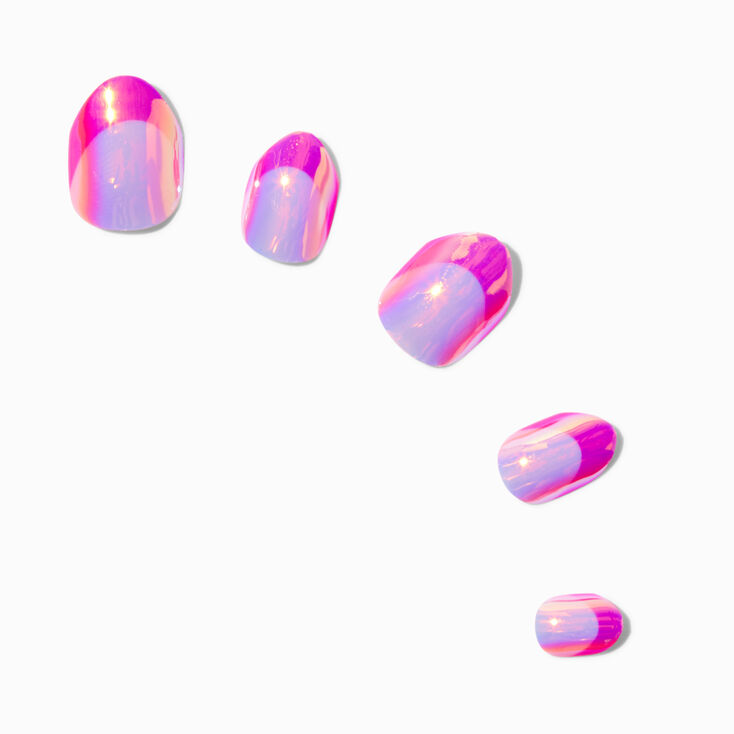 Pink Holographic Stiletto Press On Faux Nail Set - 24 Pack,