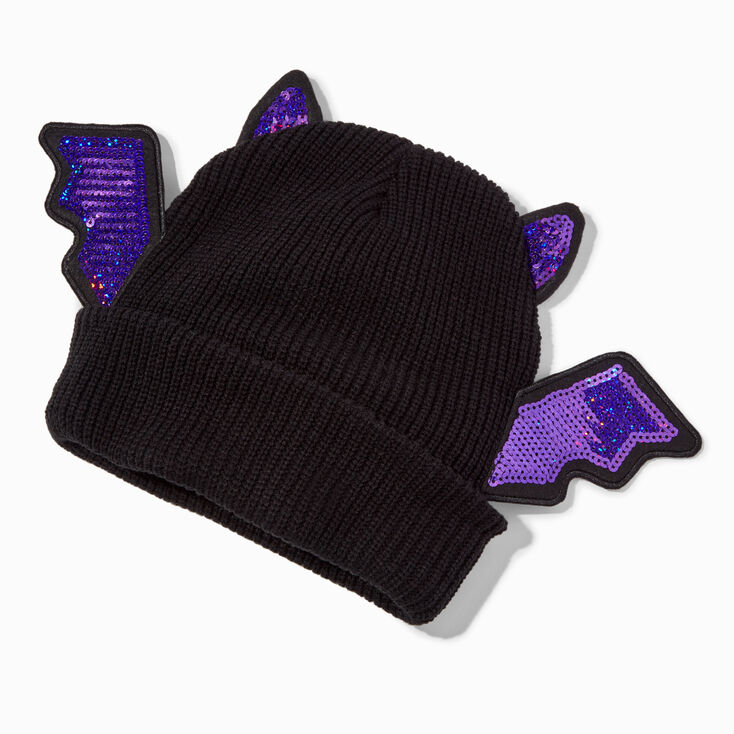 Bonnet noir chauve-souris &agrave; sequins,