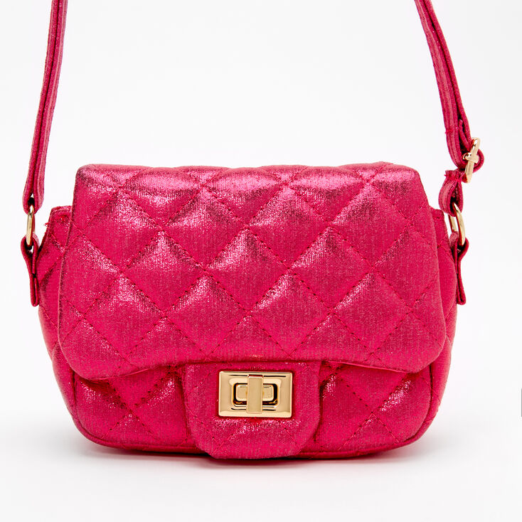 Claire&#39;s Club Quilted Mini Crossbody Bag - Fuchsia,