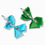 Blue/Green Cheer Bow Hair Barrettes - 2 Pack,