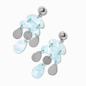 Light Blue Abstract Chandelier Drop Earrings,