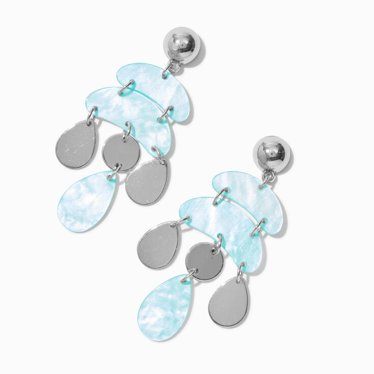 Light Blue Abstract Chandelier Drop Earrings,