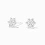 Sterling Silver Cubic Zirconia Flower 8MM Stud Earrings,