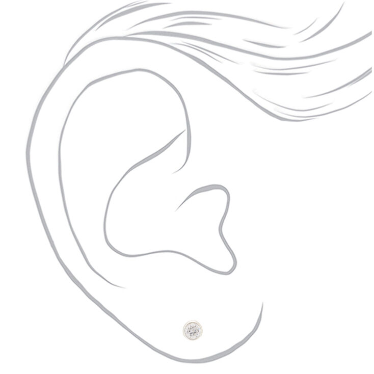 Sterling Silver Cubic Zirconia Round Bezel Stud Earrings - 4MM,
