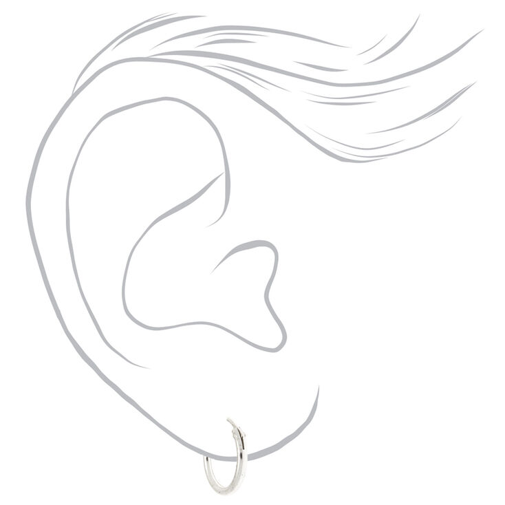 C LUXE by Claire&#39;s Sterling Silver 14MM Hinge Hoop Earrings,