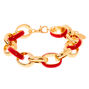 Gold Enamel Chain Link Bracelet - Red,