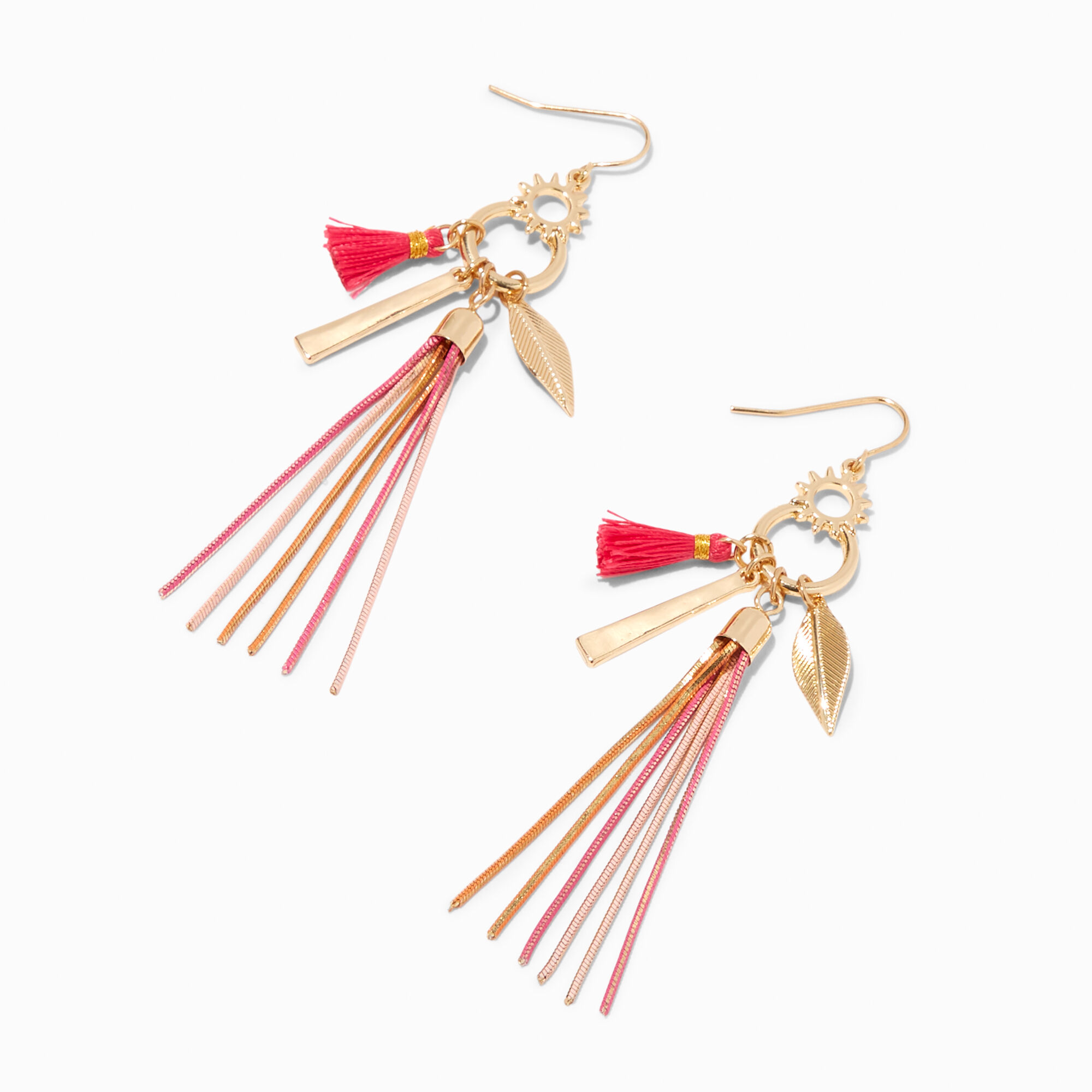 View Claires MultiColour Tassel Drop Earrings Gold information