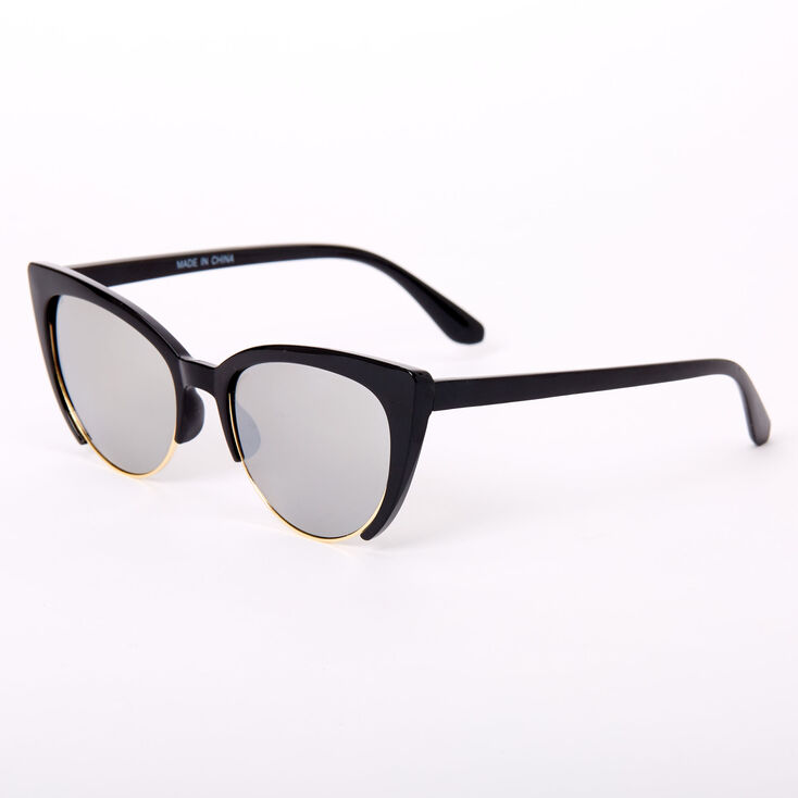Claire's Lunettes de soleil œil de chat avec ligne de sourcils - Noir