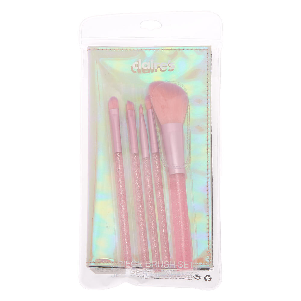 Glitter Makeup Brush Set - Pink, 5 Pack,