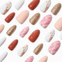 Mixed Chocolate Marble Glitter Stiletto Vegan Faux Nail Set - 24 Pack,
