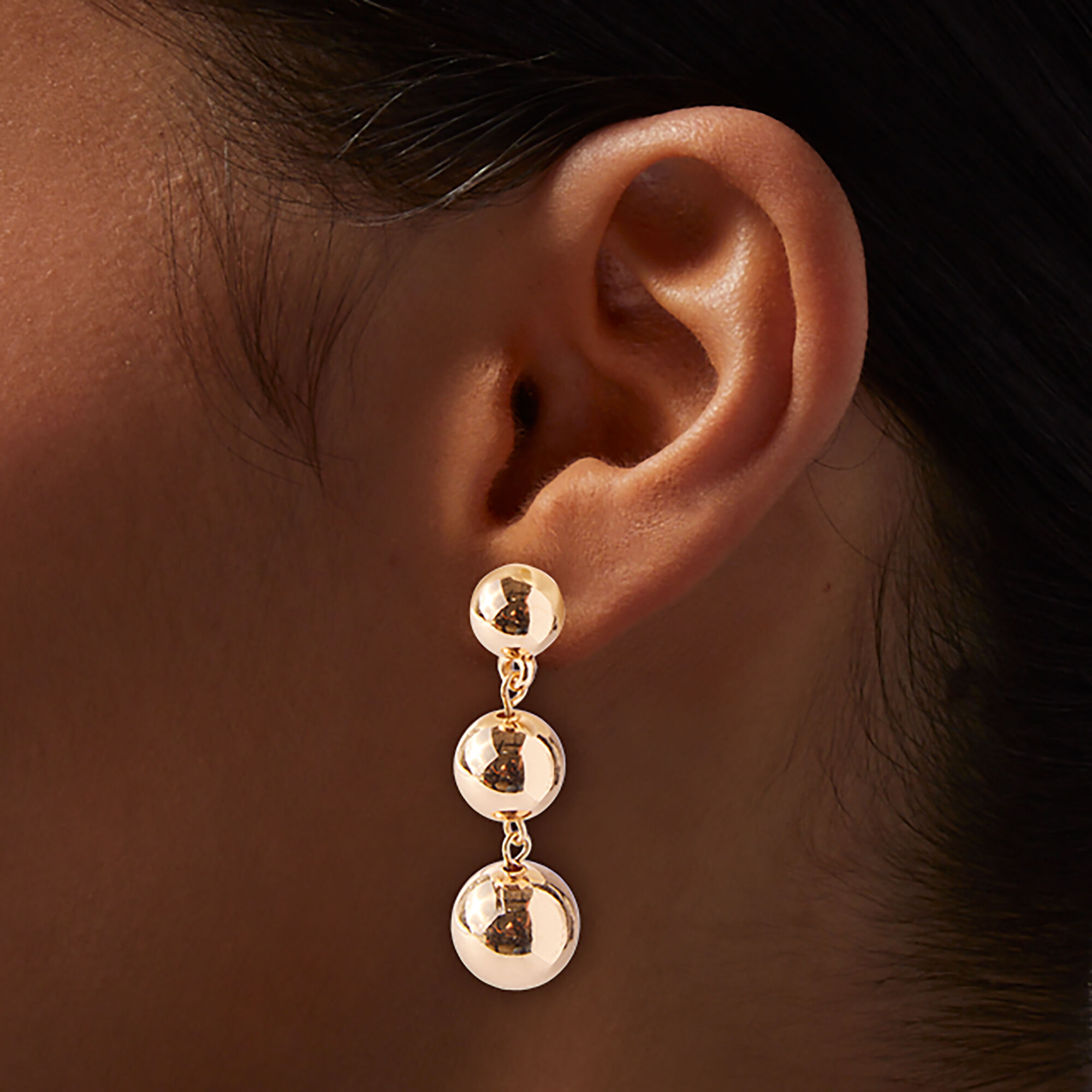 Gold-tone Graduated Ball Linear Drop Earrings Earrings,