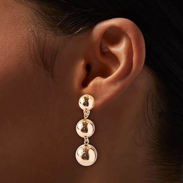 Gold-tone Graduated Ball Linear Drop Earrings Earrings,