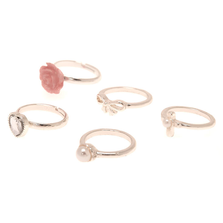 Claire S Club Adjustable Rings 5 Pack Claire S