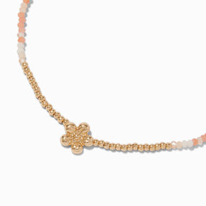 Gold-tone Daisy Seed Bead Pendant Necklace,