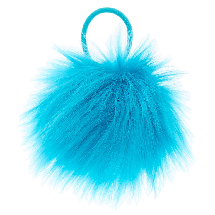 &Eacute;lastique &agrave; cheveux pompon bleu aqua,