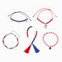 Patriotic Red, White, &amp; Blue Mixed Bracelet Set - 5 Pack,
