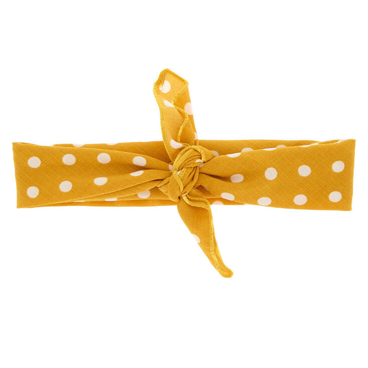 Polka Dot Bandana Headwrap - Yellow,