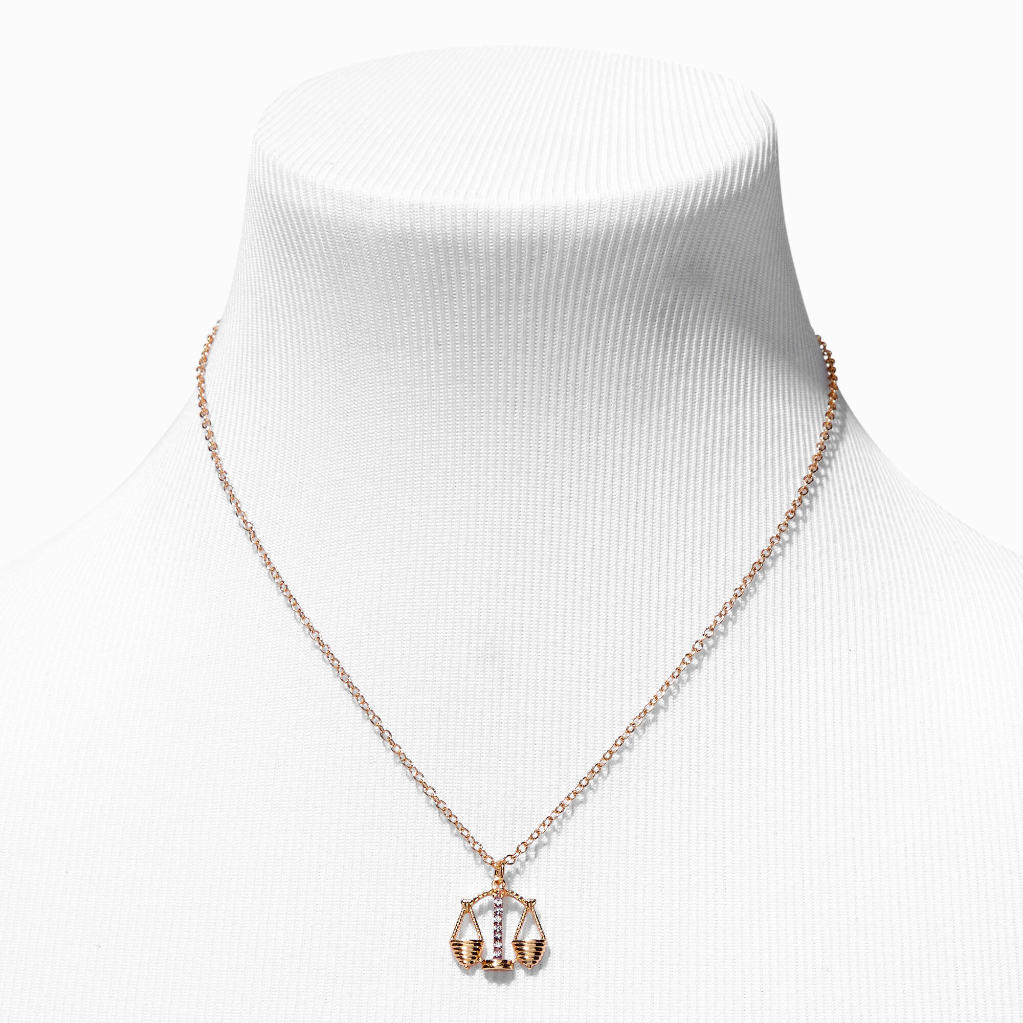 Gold Zodiac Symbol Pendant Necklace - Libra,