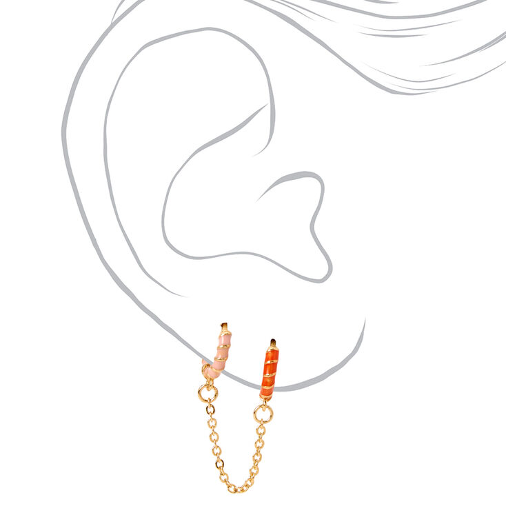 18k Gold Plated One 10MM Enamel Twist Hoop Connector Earring,